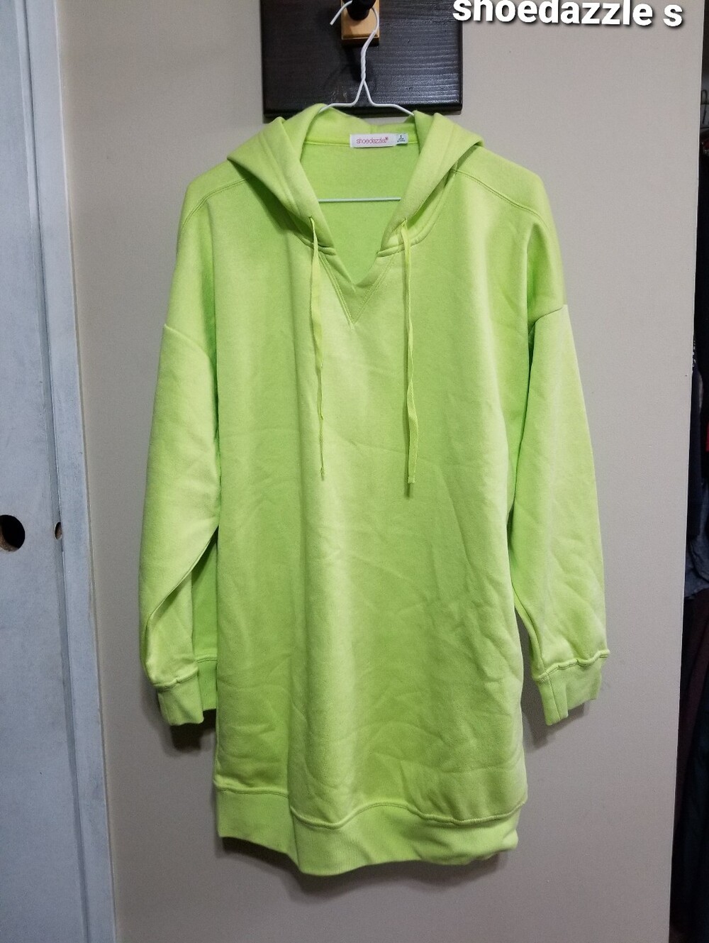 Shoe Dazzle Neon Lime Hooded Sweatshirt S Nwtag Extra Long Polar